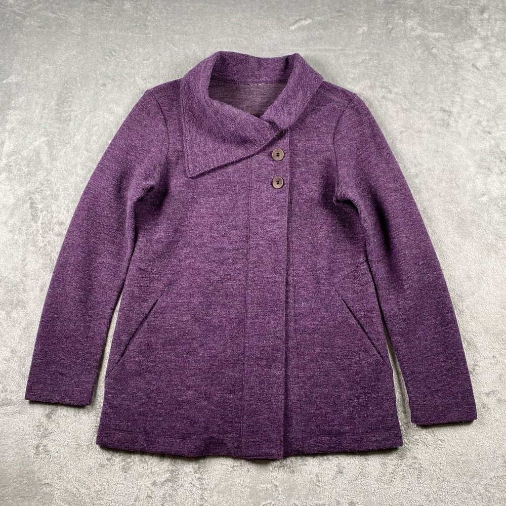 Ibex Sweater Womens Sz S Purple Reese Cardigan‎ Jacket Merino Wool Coatigan